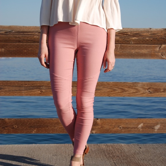 Mauve Moto Leggings - Picture 1 of 2